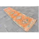 Runner rug, Orange rug, Boho rug, Hallway rug, Turkish rug, Boho rug, Vintage rug, Aztec rug, Corridor rug, Carpet 2.7 x 12.9 ft