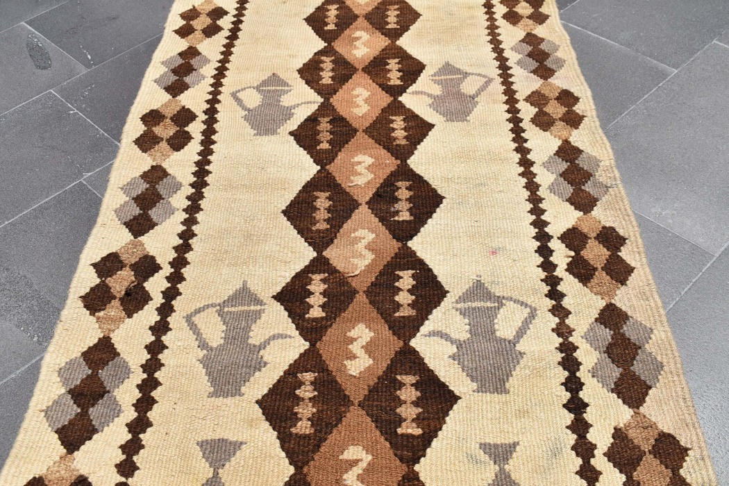 Runner rug, Turkish vintagerug, Herki rug, Handmade rug, Bohemian rug, Stairs rug, Oushak rug, 2.9 x 10.9 ft