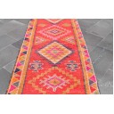 Herki runner rug, Turkish wool rug, Oriental rug, Hallway rug, Entryway rug, Bohemian rug, Home decor, 2.8 x 11.4 ft