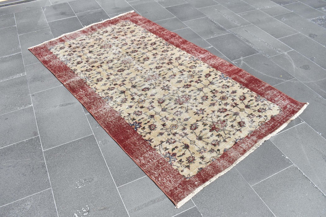 Turkish rug, Oushak rug, Kitchen rug, Area rug, Organic wool rug, Boho home decoration, Bedroom rug, Vintage rug, Rug, 3.7 x 6.5 ft